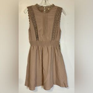 Sweet Wanderer Women’s Brown Sleeveless Midi Elastic Waist Dress in Size L‎ NEW